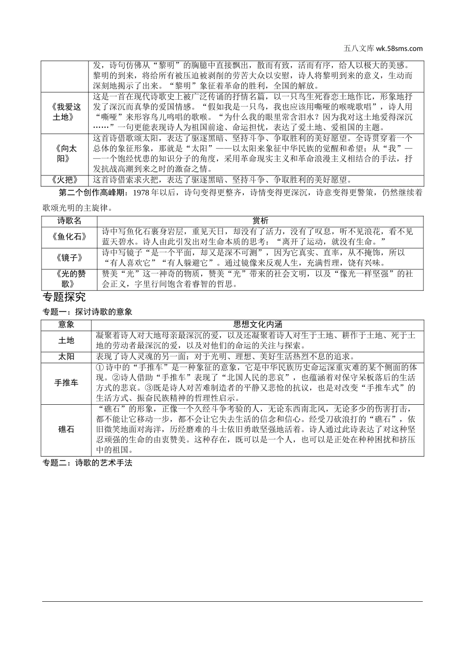 初中_中考_云南语文精讲本_2.第二部分  综合性学习_2.专题二  名著阅读_19 部重要名著梳理_一、教材“名著导读”推荐篇目(12部)_第9部  《艾青诗选》_《艾青诗选》.doc_第2页