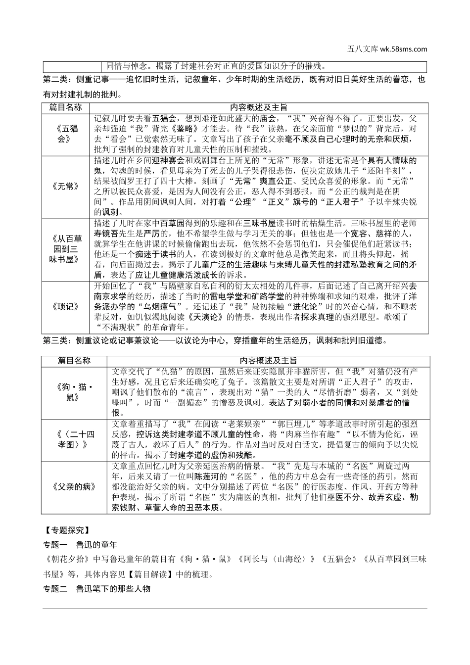 初中_中考_甘肃语文配套课件_4.第四部分  名著阅读_教材“名著导读”12部梳理_1.一、《朝花夕拾》　消除与经典的隔膜.doc_第2页