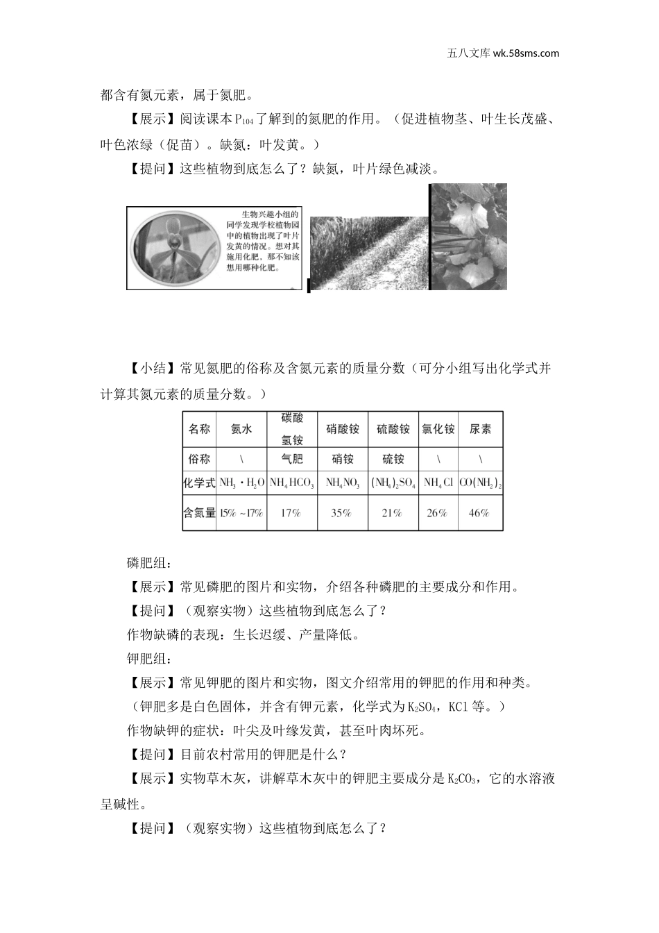 初中化学第十一单元 化学与社会发展_教案_第三节  化学与农业生产_第3页