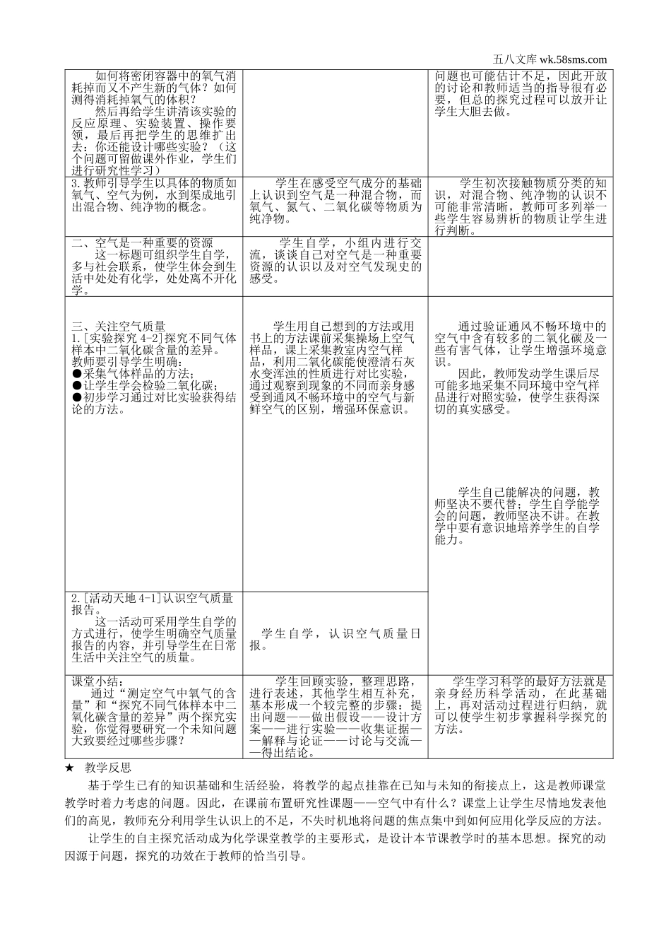 初中教学_初中化学九年级上册教学资源_教案_第四单元  我们周围的空气_第一节  空气的成分_第2页