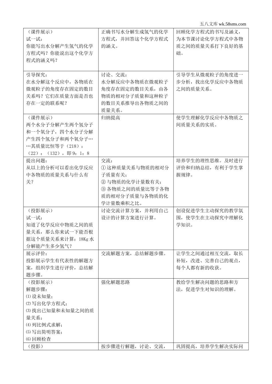 初中教学_初中化学九年级上册教学资源_教案_第五单元  定量研究化学反应_第三节  化学反应中的有关计算_第2页