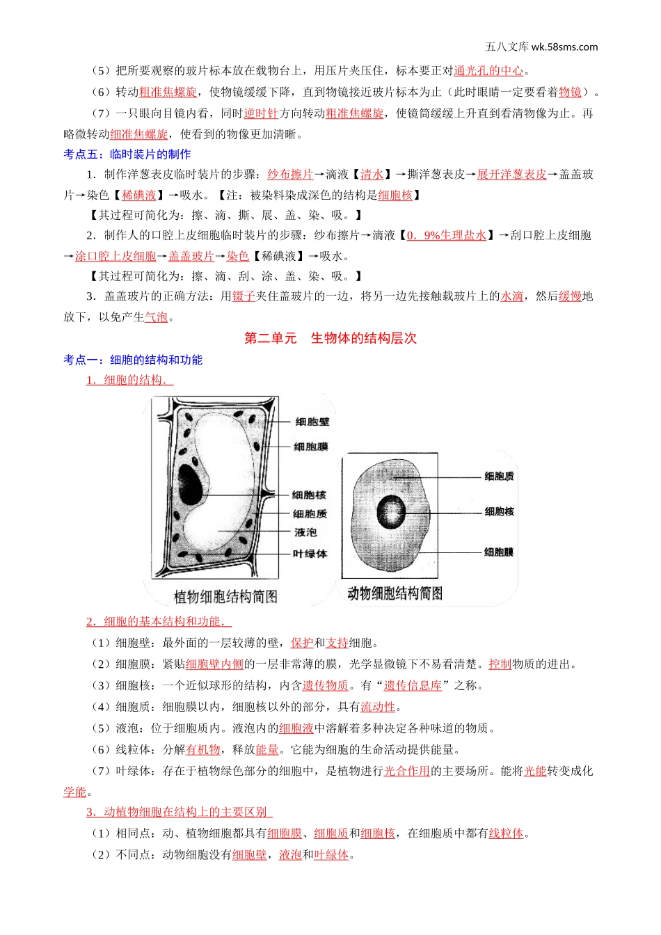 初一_生物_【苏教】七上生物全册知识点总结_第3页