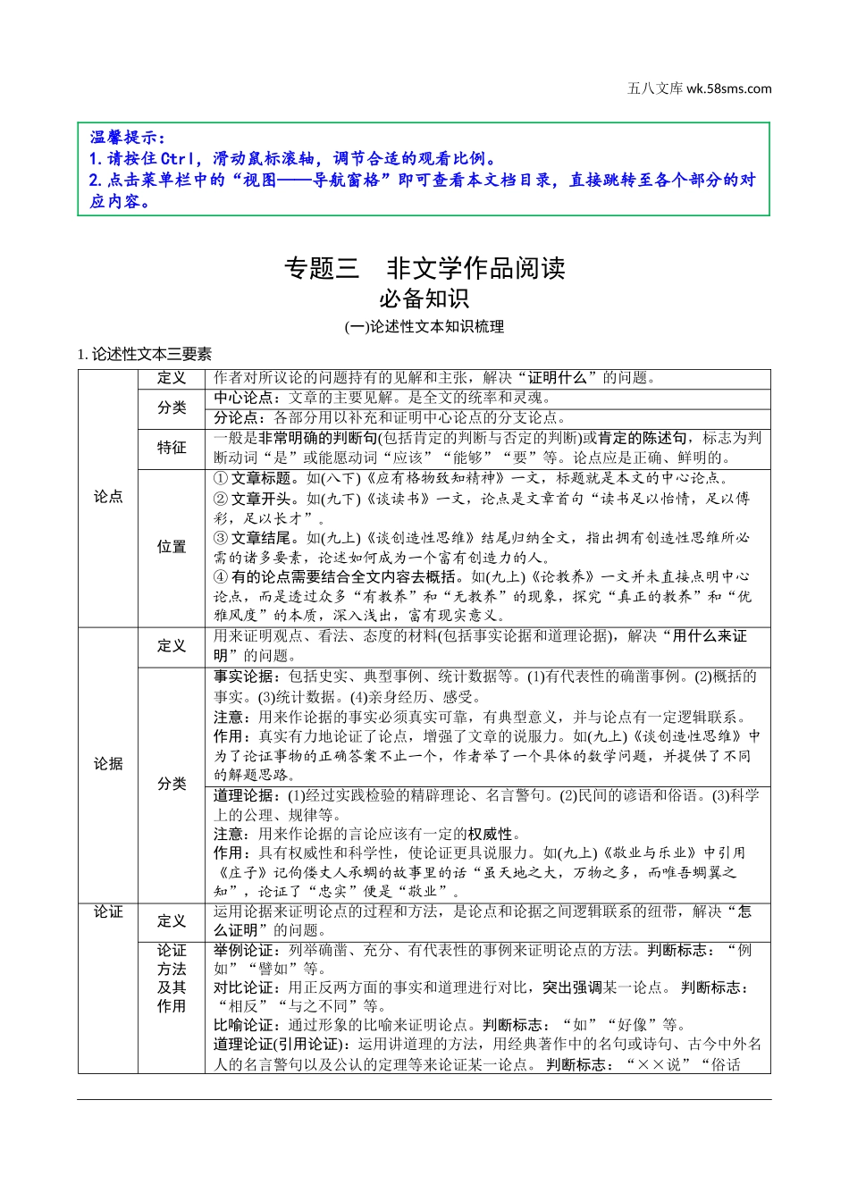 初中_中考_浙江语文精讲本_2.第二部分 阅读_3.专题三  非文学作品阅读_2.必备知识.doc_第1页