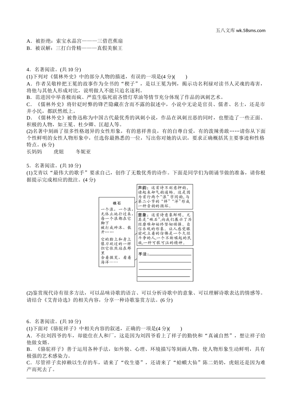 初中_中考_淄博语文精讲本_4.第四部分  名著及专题性学习_2022备考试题精编.doc_第2页