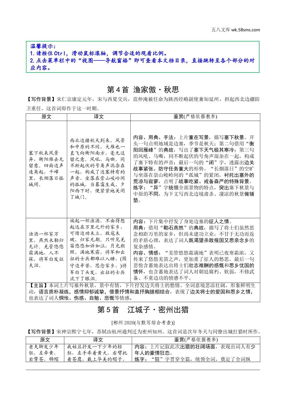 初中_中考_湖南语文精讲本_3.第三部分  古诗文阅读_专题一  古诗词曲鉴赏_第一节 教材教读古诗词曲梳理及训练_教材教读古诗词曲梳理_2.九年级下册.doc_第1页