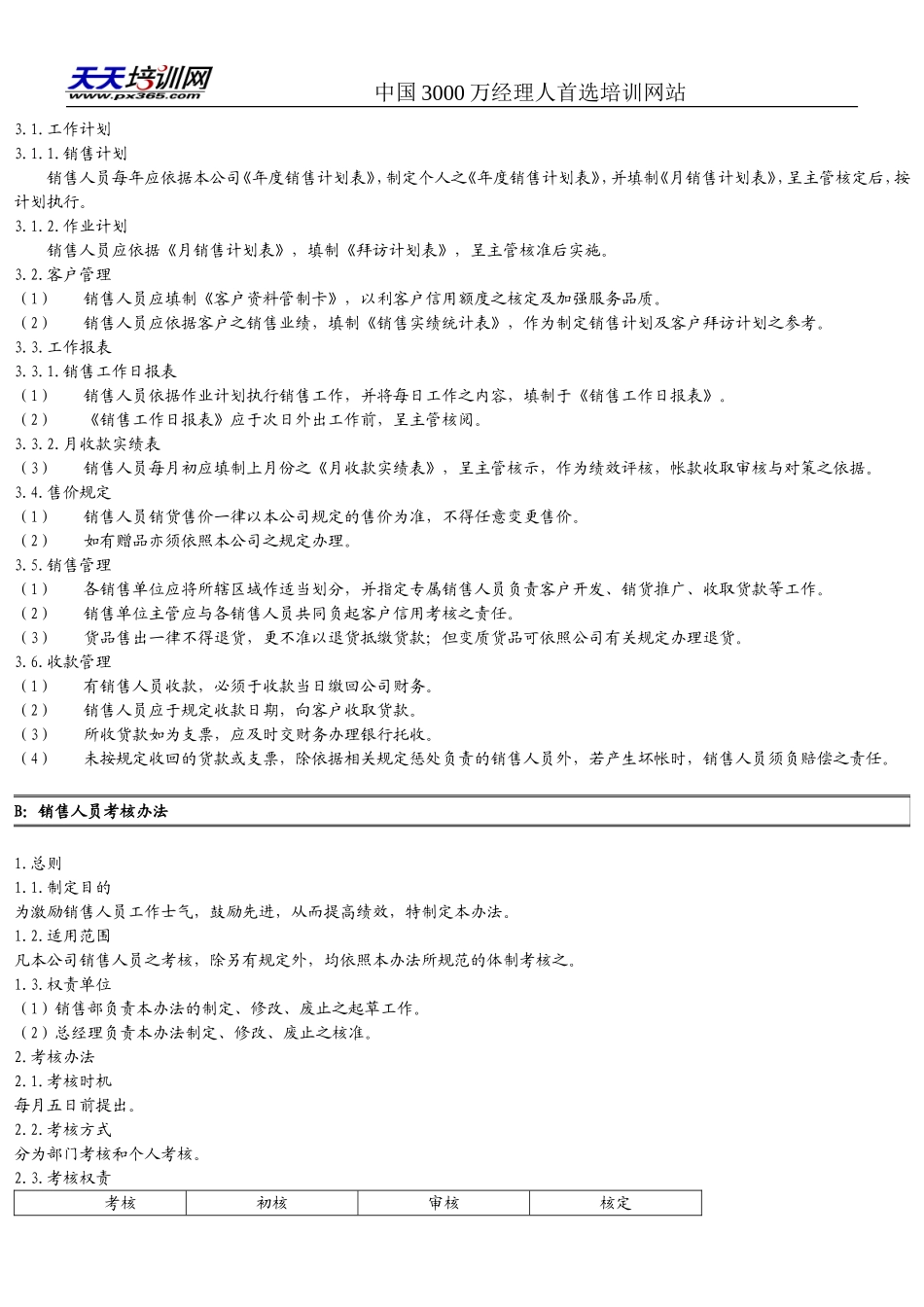 企业管理_销售管理制度_8-行业案例参考_8-销售管理制度_销售人员管理制度 (3)_第3页