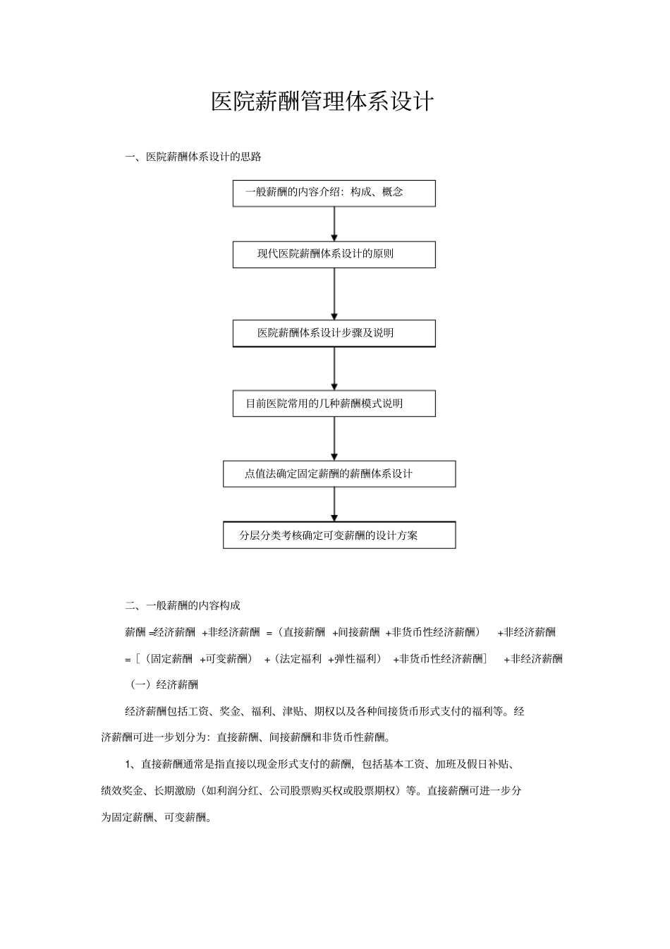 企业管理_人事管理制度_2-薪酬激励制度_0-薪酬管理制度_43-【行业分类】-医院_医院薪酬管理体系(1)_第1页