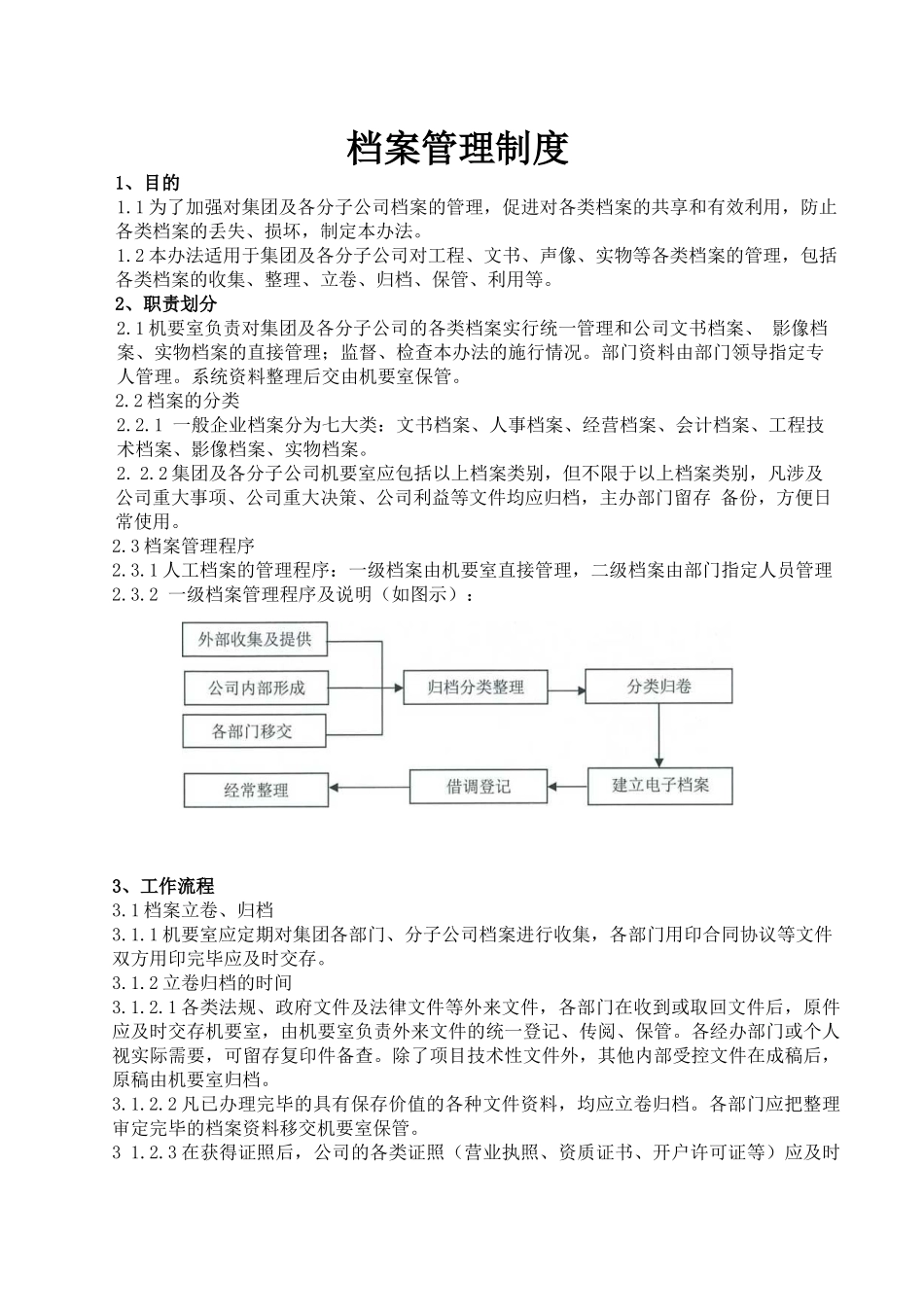 企业管理_行政管理制度_20-档案管理制度_档案管理制度_第1页