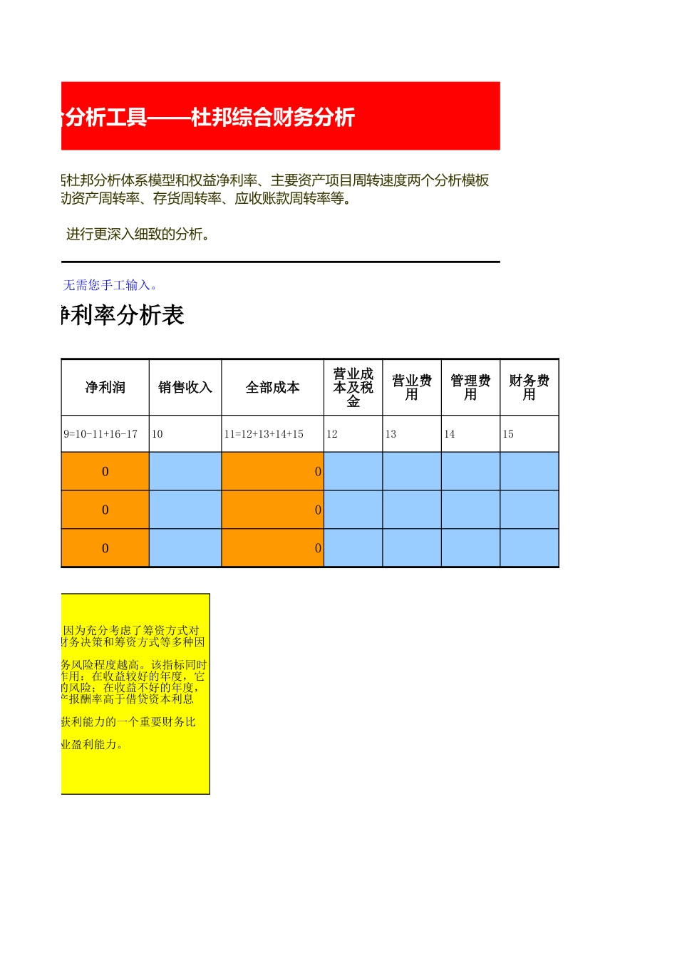 企业管理_财务管理_杜邦综合财务分析模板_第3页