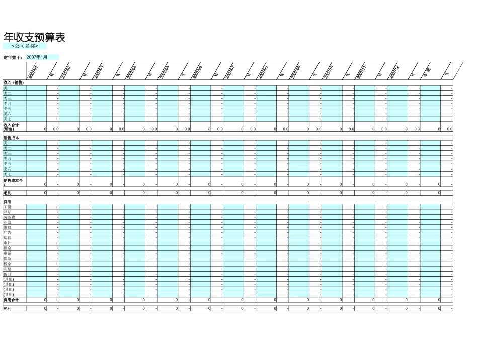 企业管理_财务管理制度_16-财务常用表格_1 财务表格1_年收支预算表_第1页