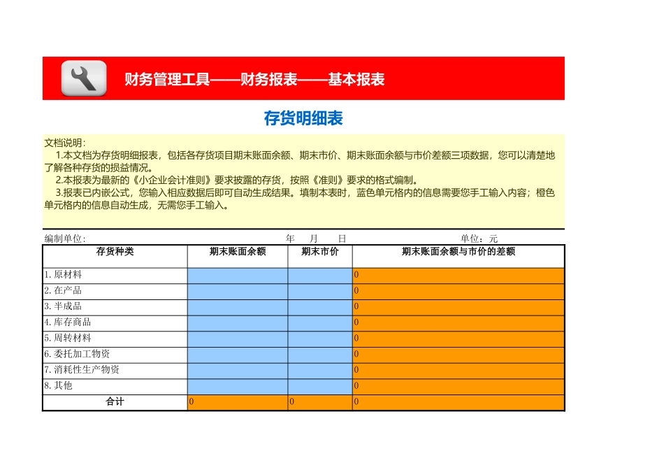 企业管理_财务_存货明细表_第1页