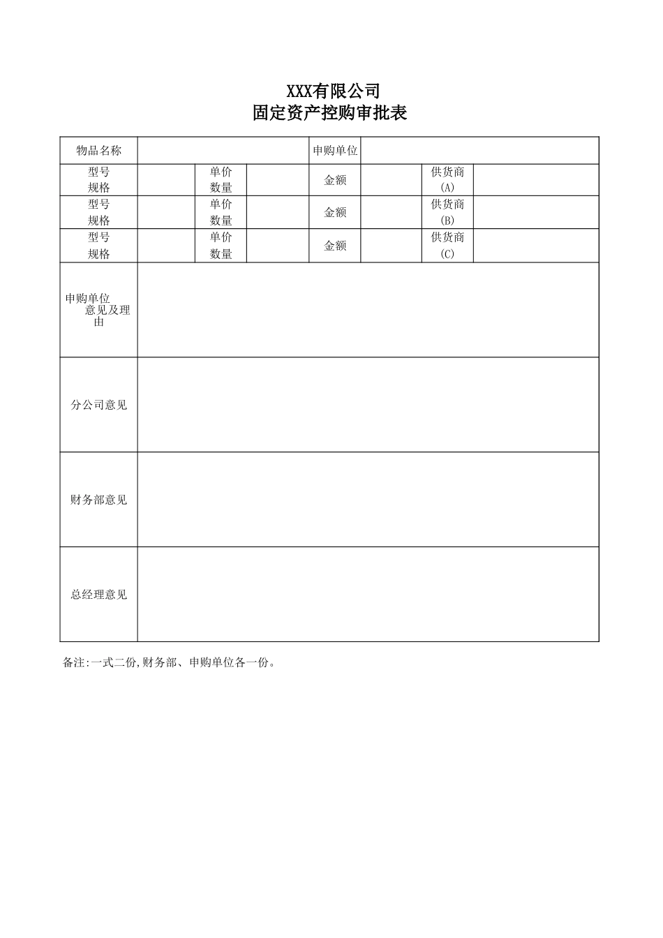 企业管理_财务管理制度_03-财务管理制度_16-财务常用表格_2 财务表格2_固定资产需求、控购、验收、调拨、报废表格_第2页