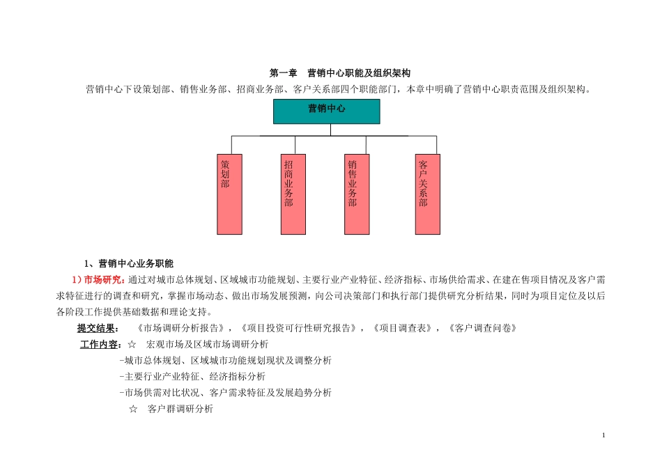 企业管理_人事管理制度_7-岗位职责书_29-业务销售_营销中心职能及组织架构_第1页