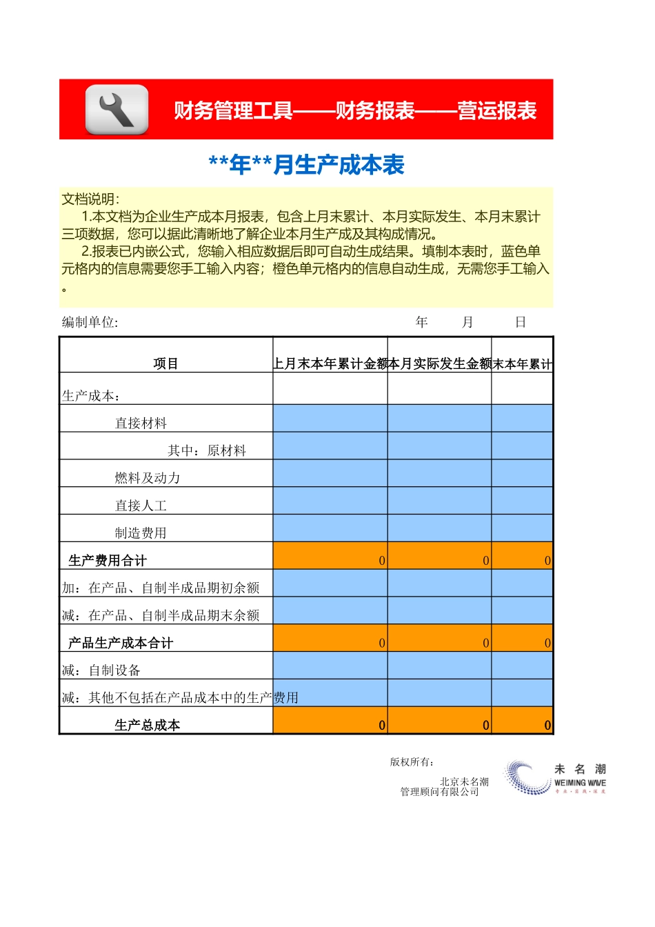 企业管理_财务管理_生产 成本表-月报_第2页