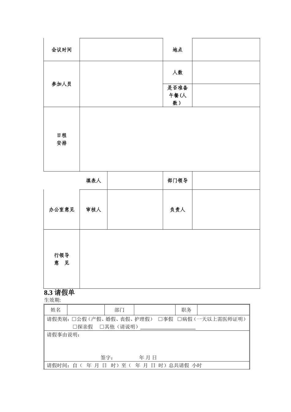 企业管理_企业管理制度_03-【行业案例】-公司管理制度行业案例大全的副本_会议管理制度_会议管理制度之表格大全._第2页