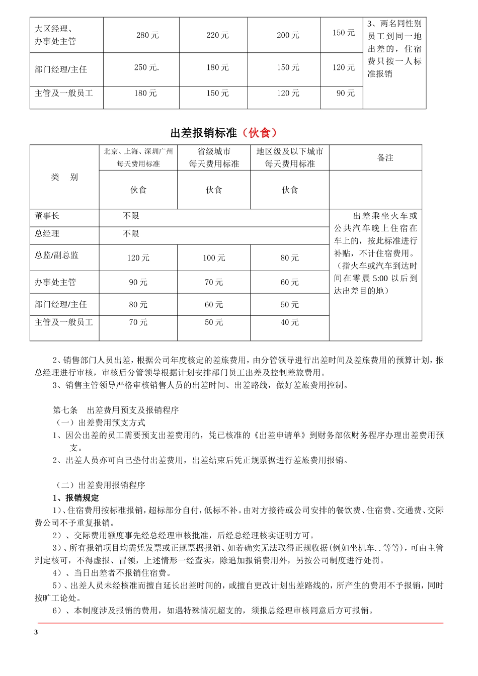 企业管理_行政管理制度_23-行政管理制度汇编_03勤务管理_出差管理制度_出差管理制度及出差标准（详细版）_第3页