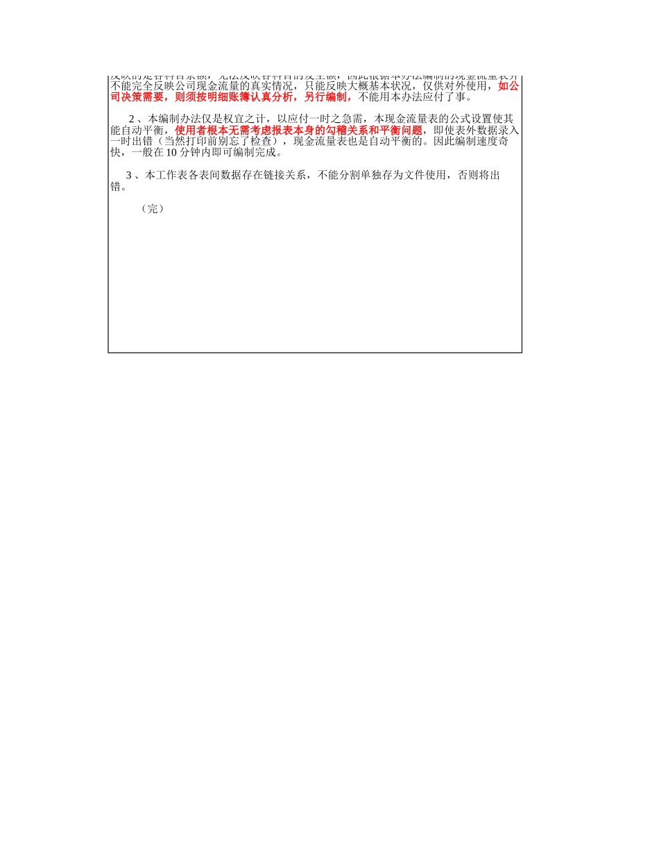 企业管理_财务管理制度_16-财务常用表格_2 财务表格2_快速编制现金流量表_第2页
