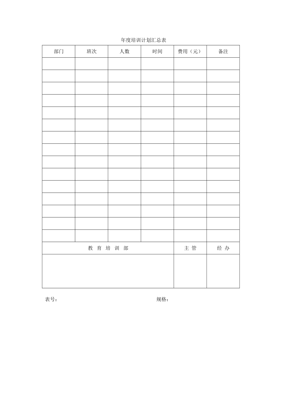 企业管理_人事管理制度_8-员工培训_6-培训工具模版_培训类实用表格_年度培训计划汇总表_第1页