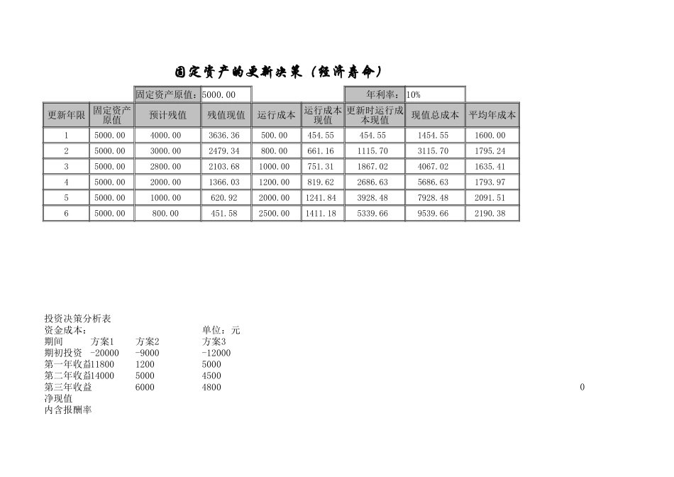 企业管理_财务管理制度_03-财务管理制度_16-财务常用表格_2 财务表格2_投资决策分析_第3页