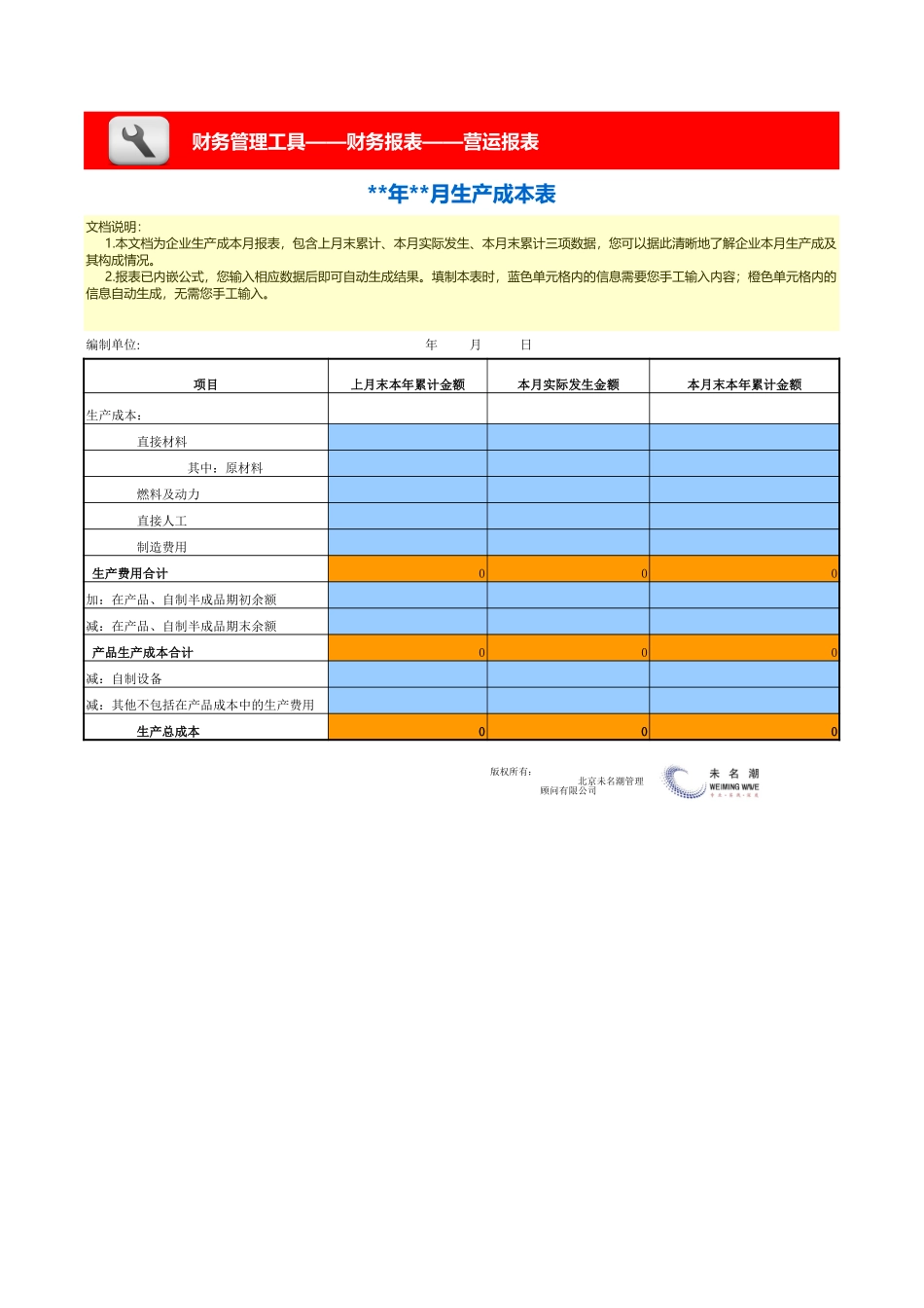 企业管理_财务管理_生产成本表-月报_第2页