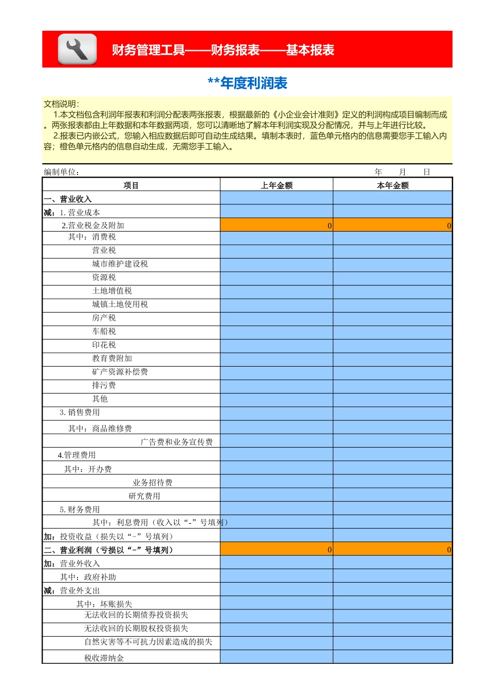 企业管理_财务_利润及利润分配表-年报_第1页