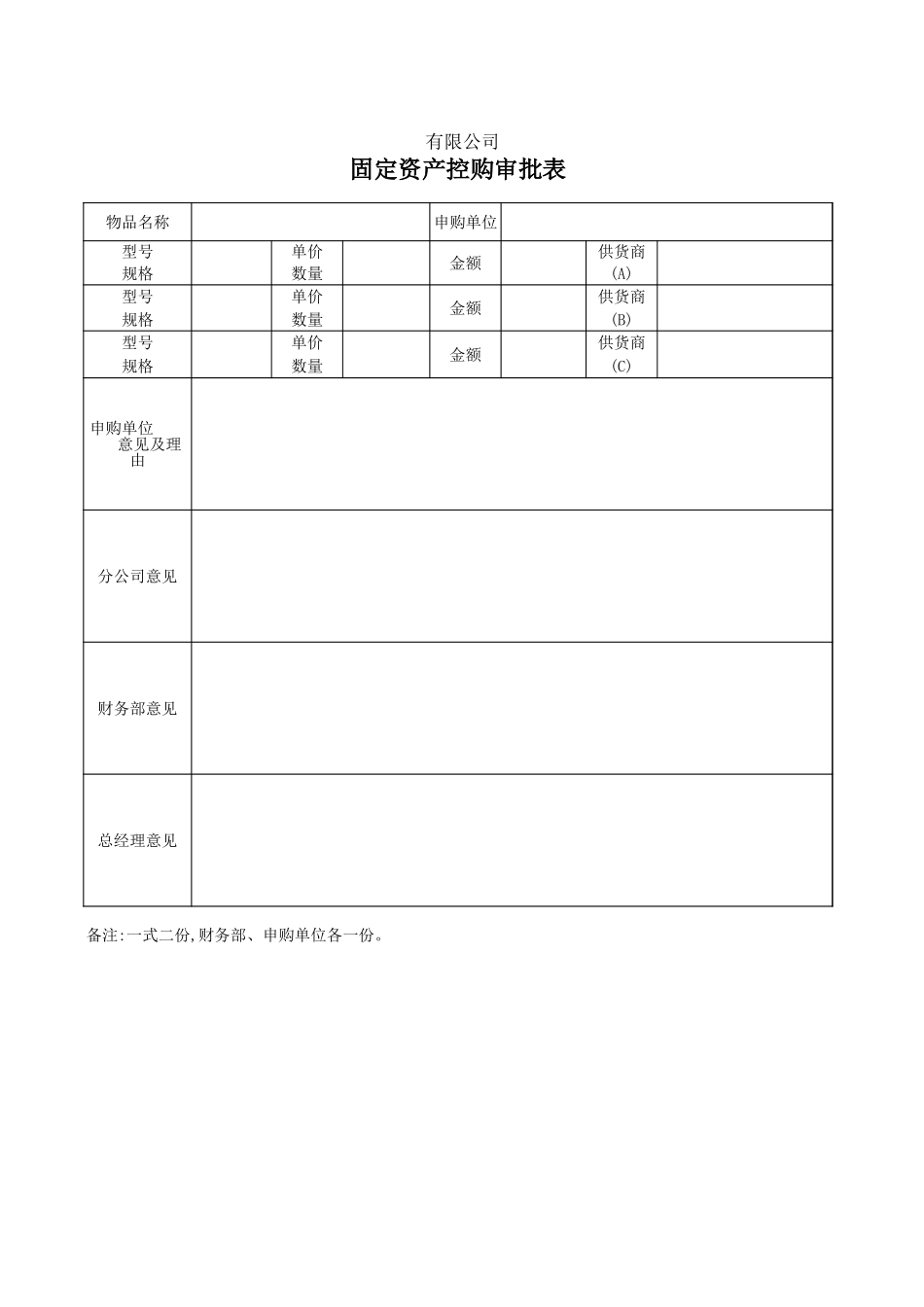 企业管理_财务管理制度_03-财务管理制度_16-财务常用表格_2 财务表格2_附表2：固定资产需求、控购、验收、调拨、报废表格_第2页