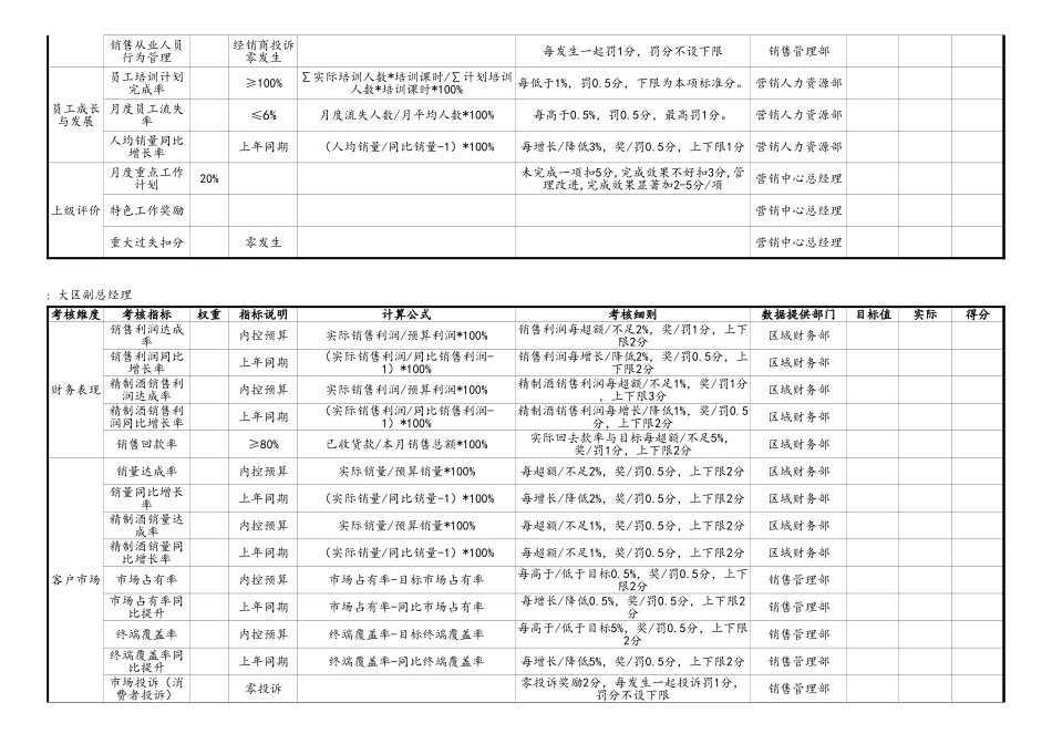 企业管理_人事管理制度_1-绩效考核制度_11-绩效考核工具_1-绩效考核工具之BSC平衡记分卡_07-【标准制度】销售类-销售大区高层BSC表格_第2页