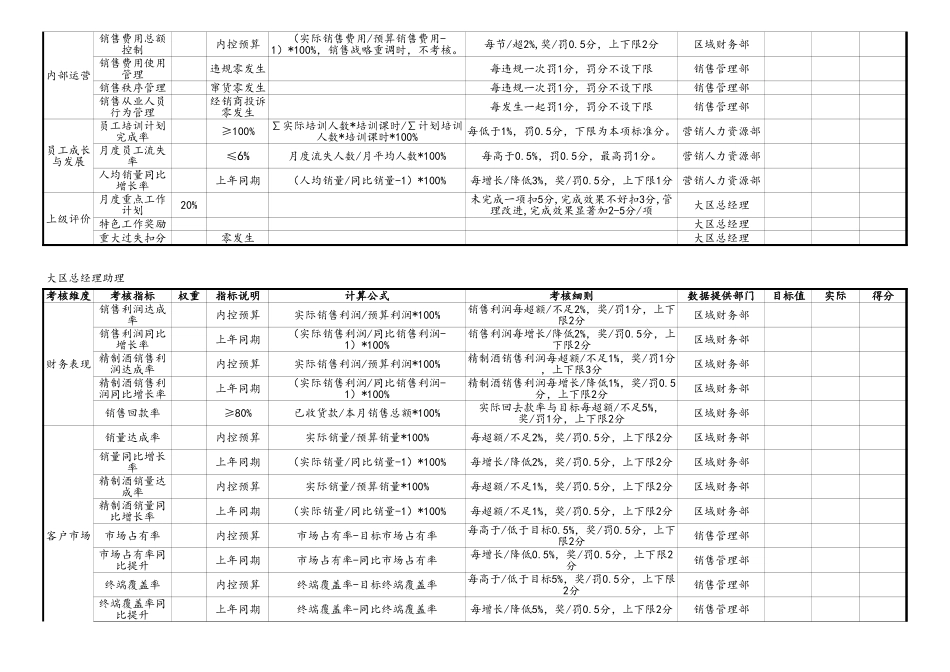 企业管理_人事管理制度_1-绩效考核制度_11-绩效考核工具_1-绩效考核工具之BSC平衡记分卡_07-【标准制度】销售类-销售大区高层BSC表格_第3页