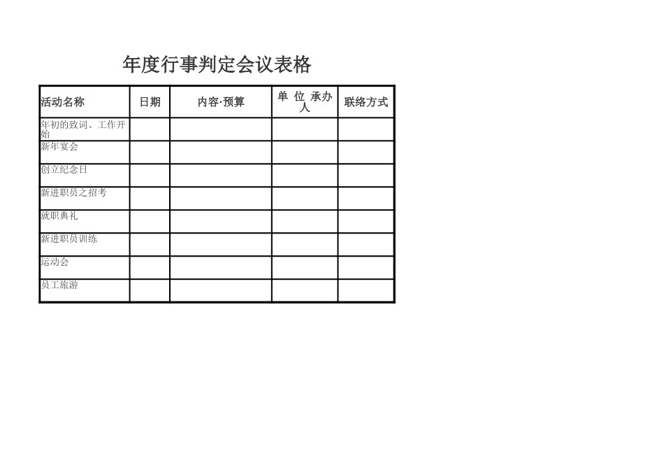 企业管理_行政管理制度_22-行政常用办公表格-188套_年度行事判定会议表_第1页