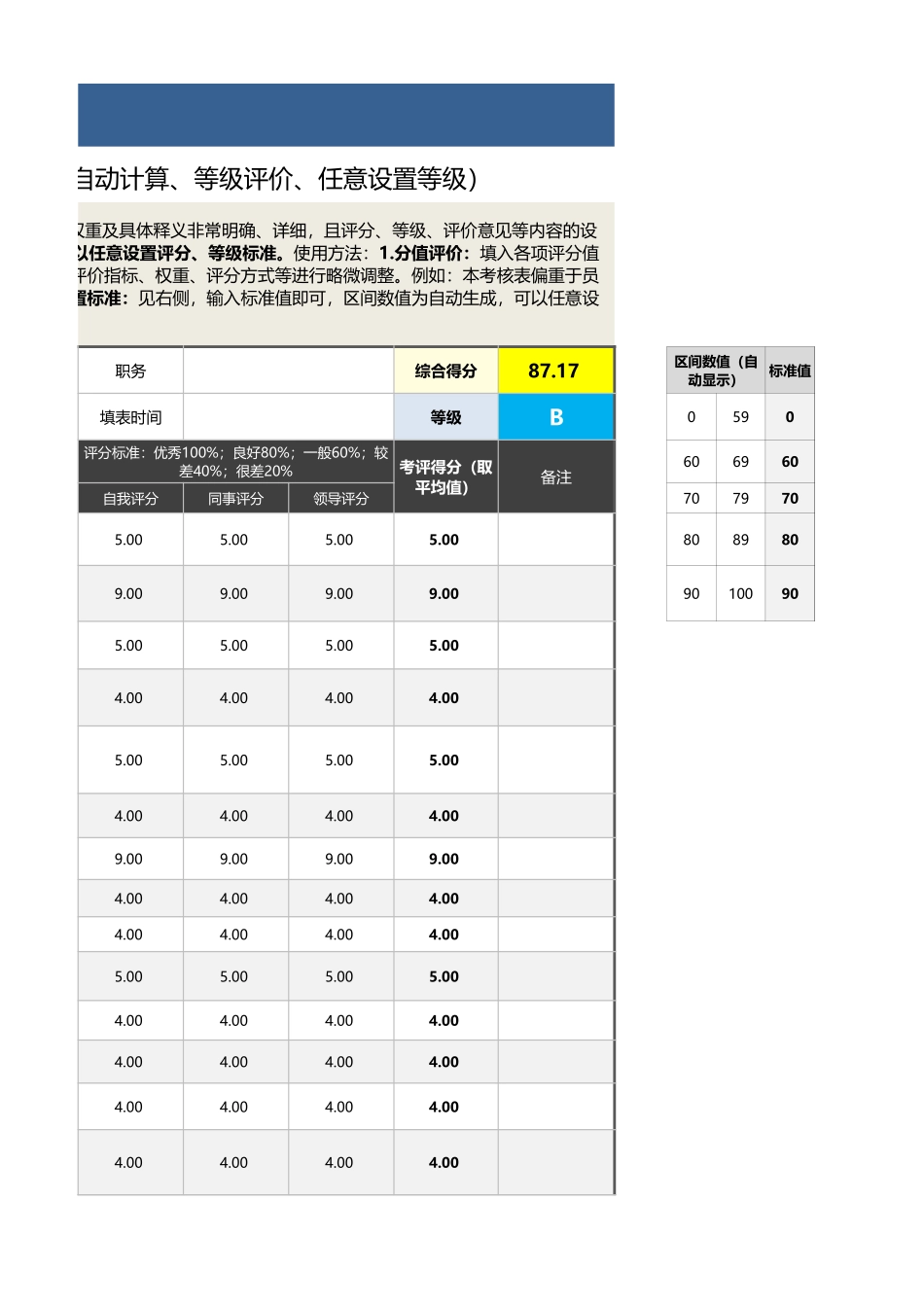 企业管理_绩效考核表_09-6-专业技术人员（研发人员）绩效考核表（自动计算）_第3页