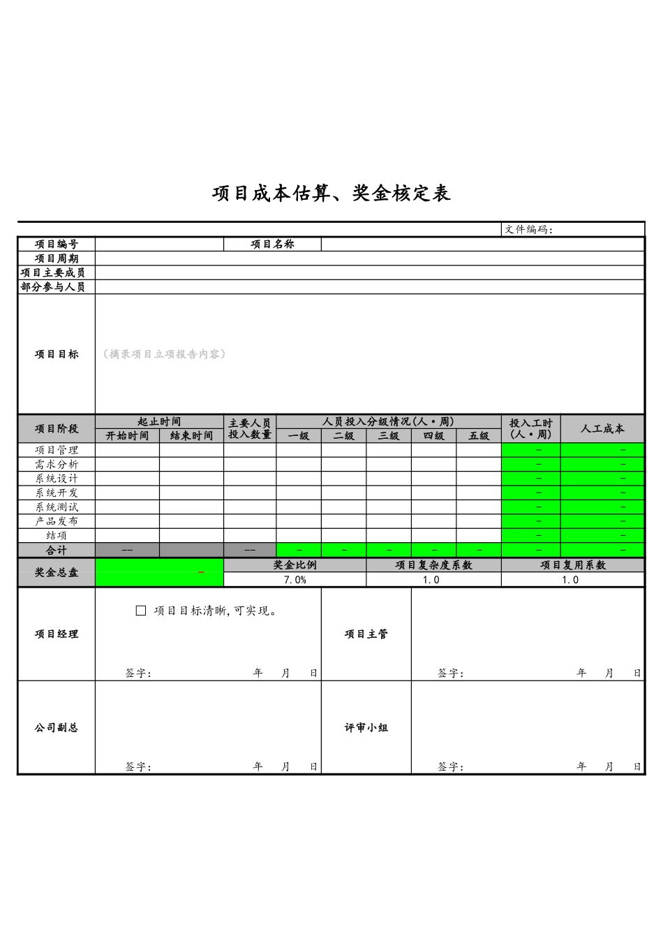 企业管理_研发管理制度_08-研发管理制度_15-研发项目考核评价_06-项目成本估算、奖金核定表_第3页