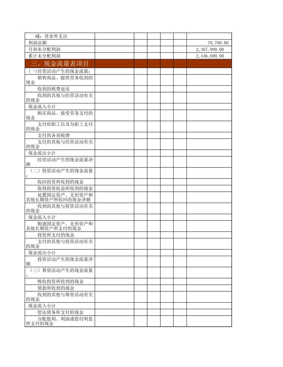 企业管理_财务管理制度_03-财务管理制度_16-财务常用表格_1 财务表格1_现金流量表1_第3页