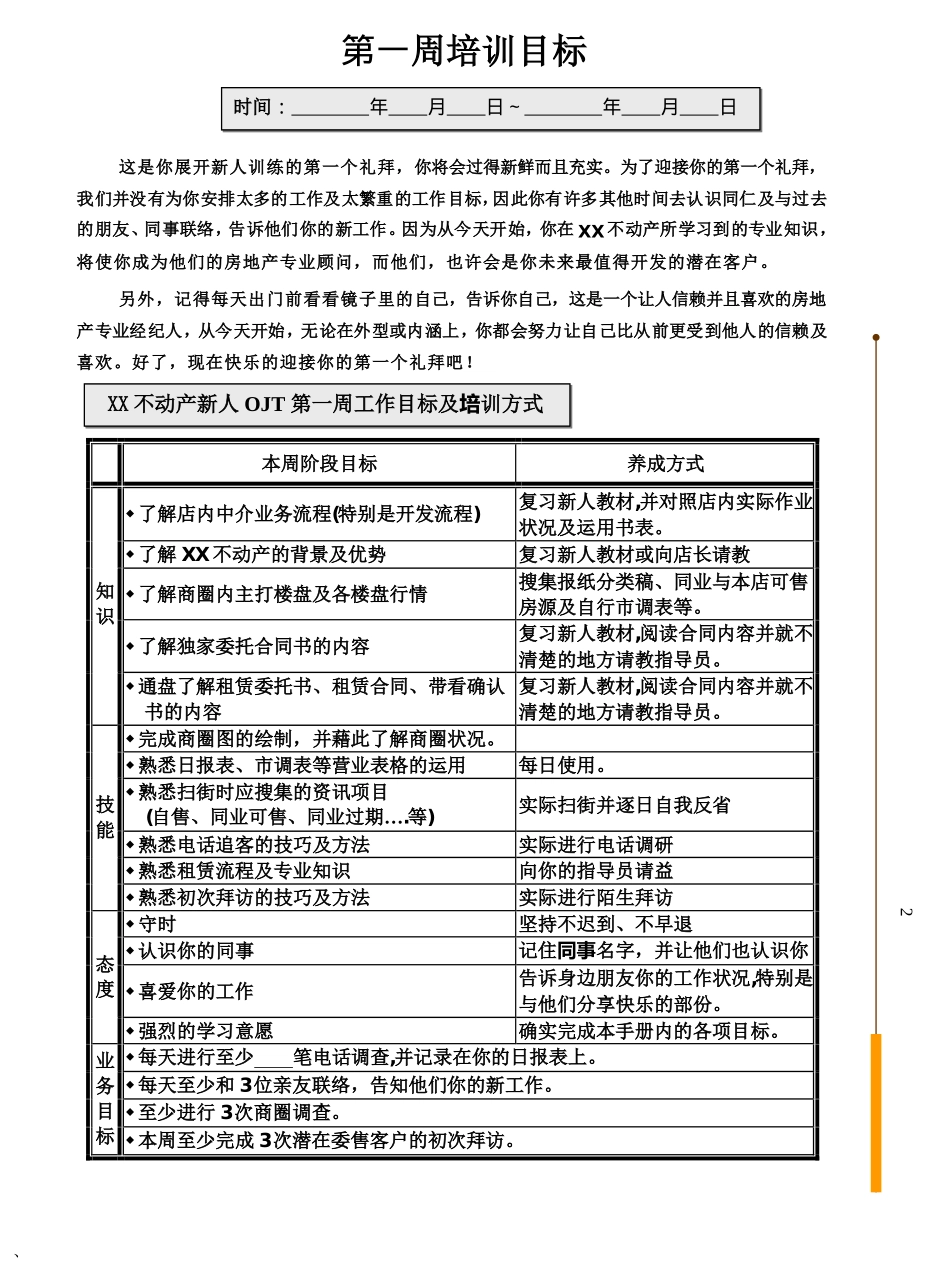 企业管理_人事管理制度_8-员工培训_8-培训管理手册_某某不动产新人培训手册-新人工作培训手册（PPT 38页）_第3页