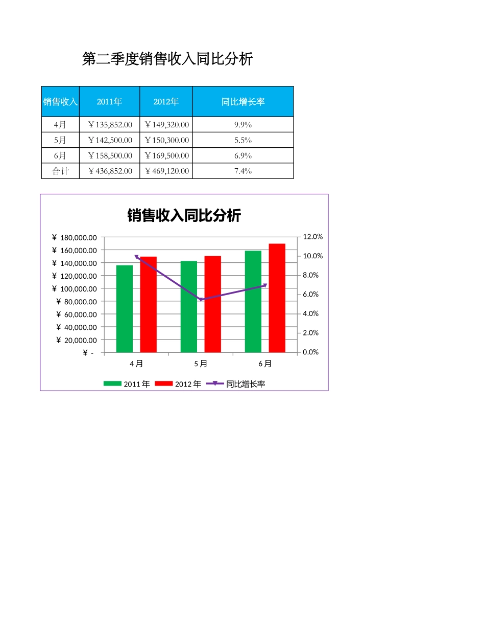 企业管理_财务管理制度_16-财务常用表格_13 销售收入管理_销售收入同比分析_第1页