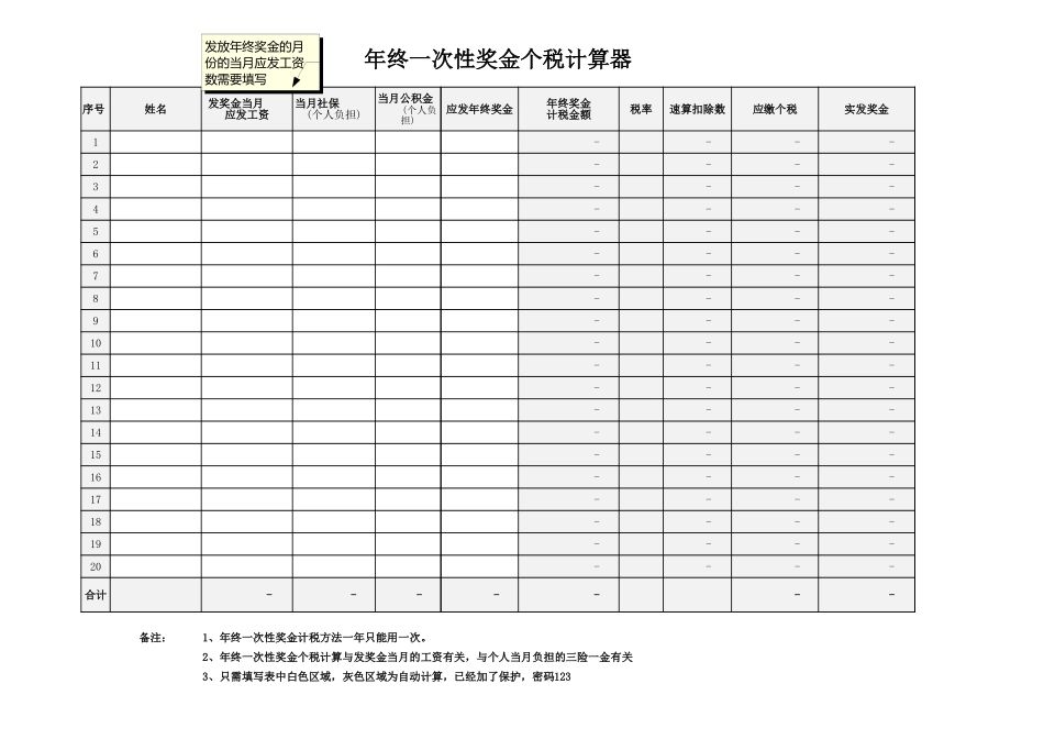 企业管理_人事管理制度_6-福利方案_14-年终奖金_年终奖之工具与表格_年终奖金相关表格（个税计算器、计算方法、相关政策）_第3页