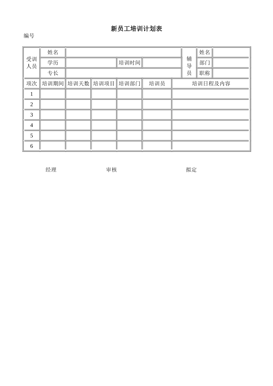 企业管理_企业管理制度_03-【行业案例】-公司管理制度行业案例大全_管理表格_办公制度及条例_新员工培训计划表_第1页