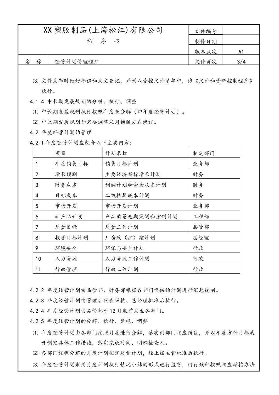 企业管理_财务管理制度_10-经营计划与资金管理制度_01-【经营计划】-05-经营计划管理程序_第3页