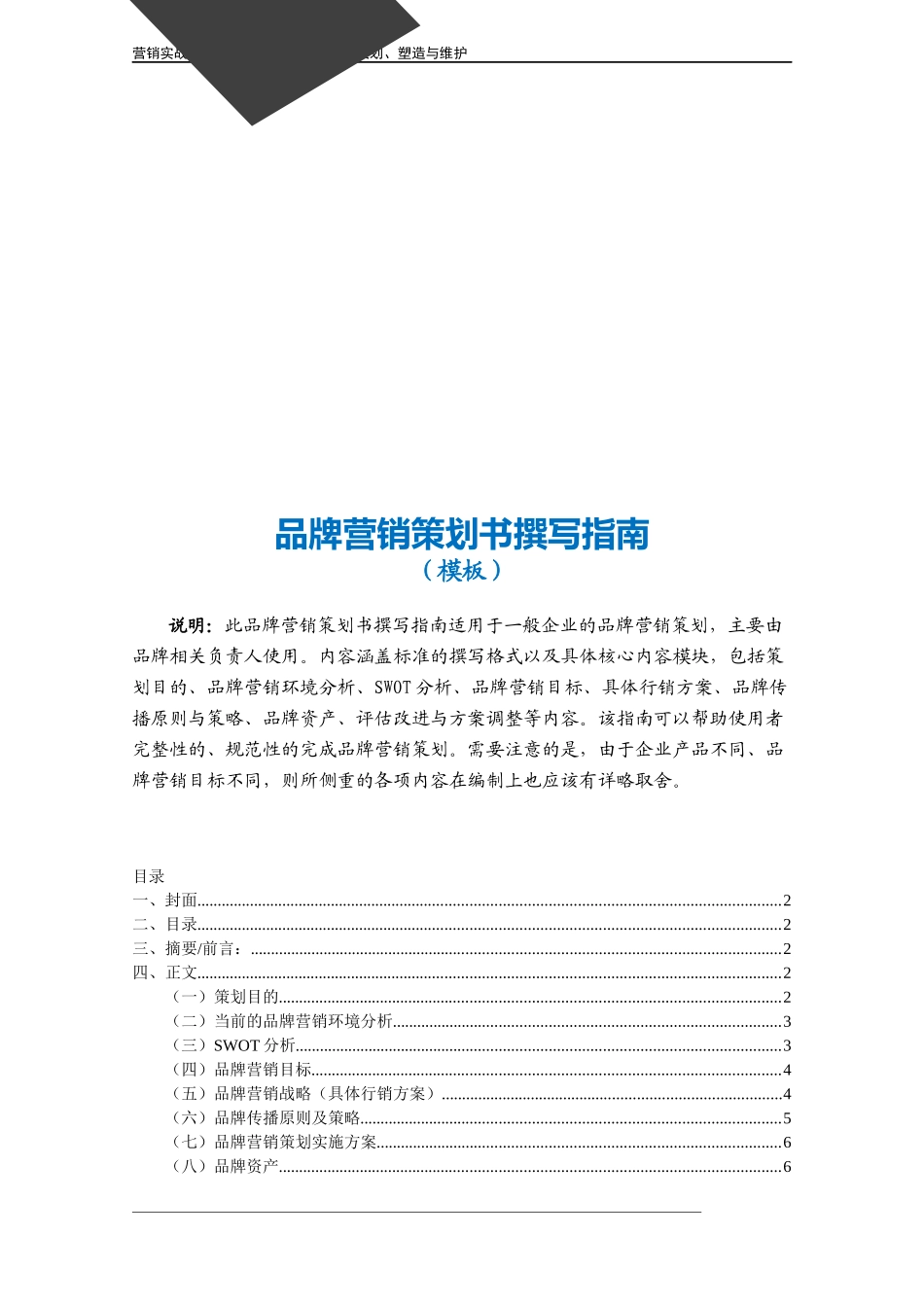 企业管理_营销管理_品牌营销策划书撰写指南.doc_第3页