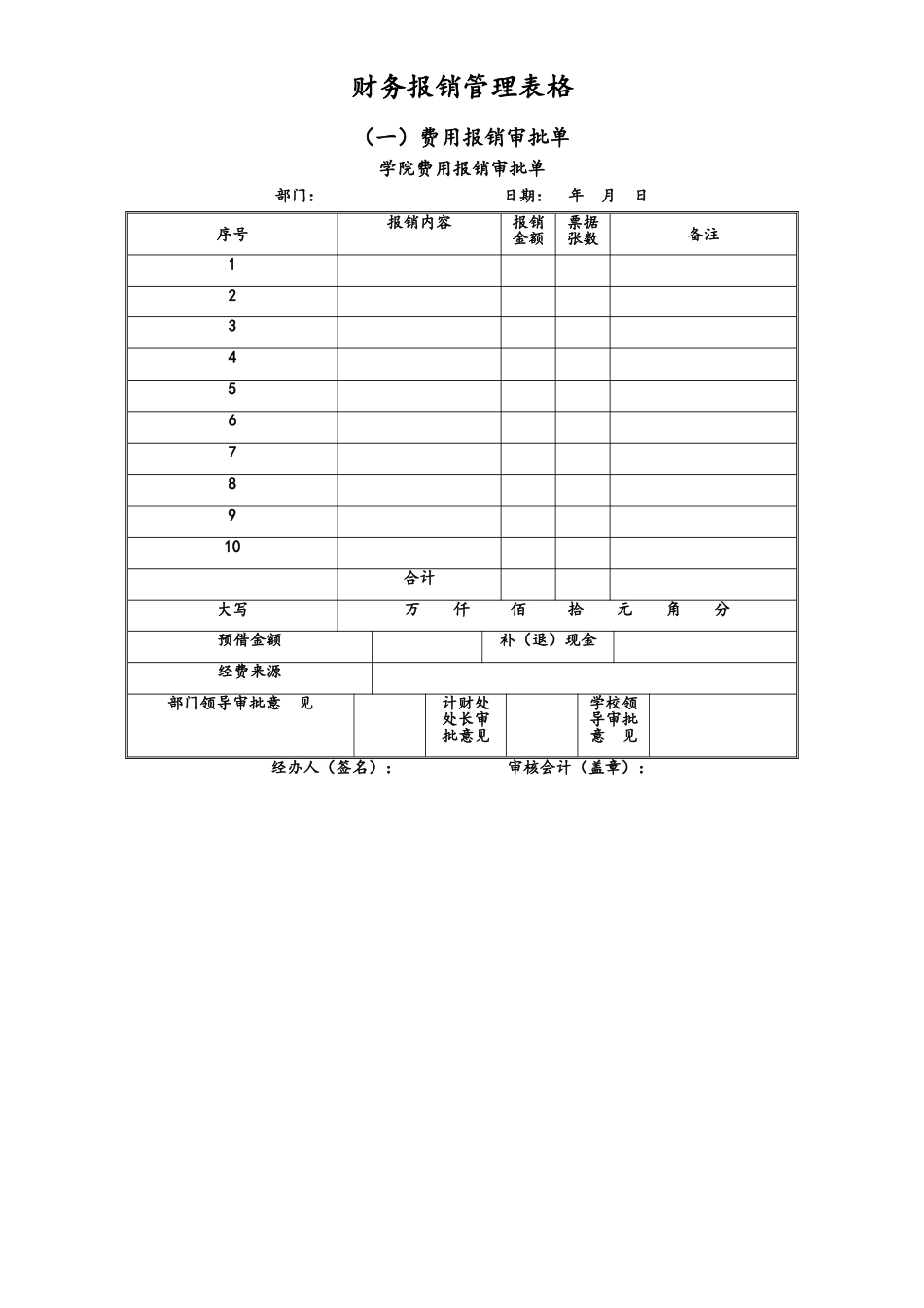 企业管理_财务管理制度_3-财务管理表格工具大全_00-【通用表格】-02-财务报销管理表格大全_第1页