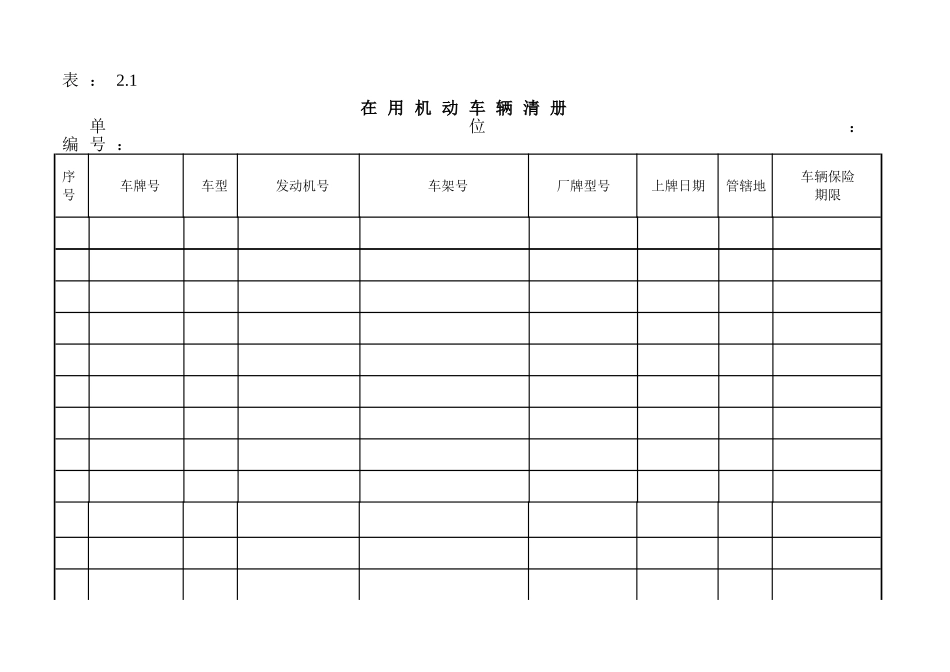 企业管理_行政管理制度_23-行政管理制度汇编_05车辆管理制度_3车辆管理台账_车辆管理台账模板_第2页