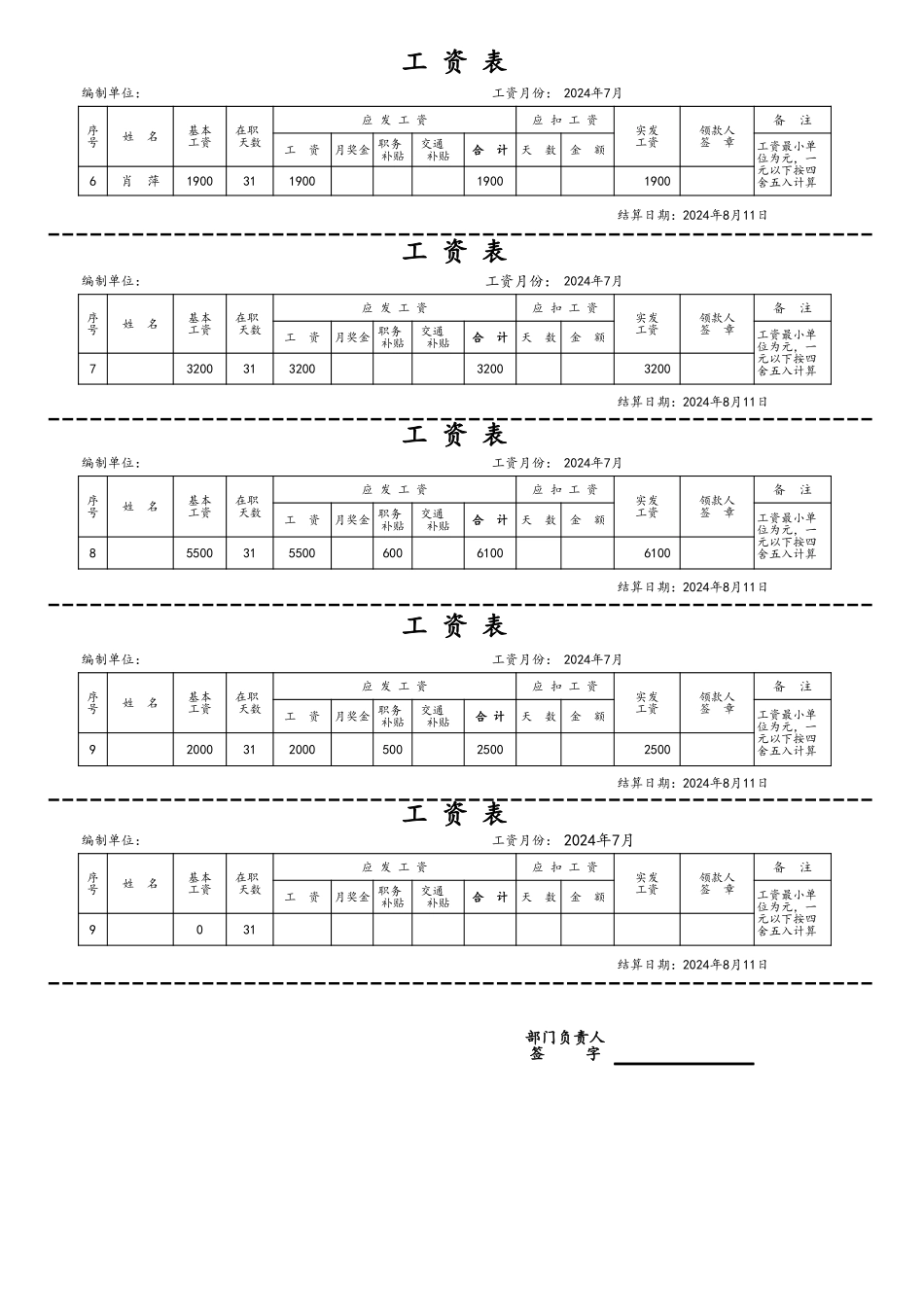 企业管理_人事管理制度_2-薪酬激励制度_15-60个实用工资表格_30-【通用】最完整工资条模板_第2页