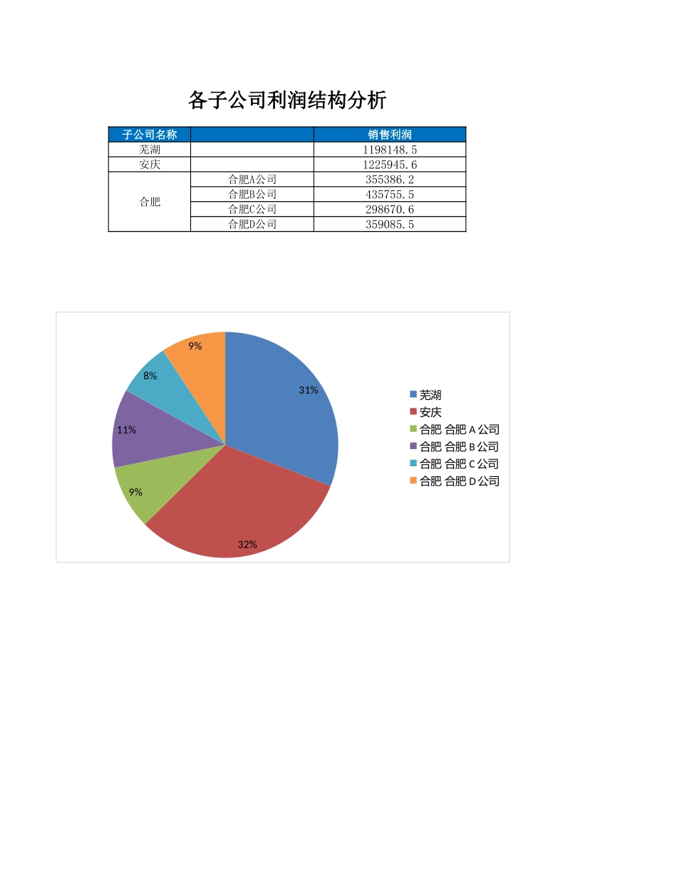 企业管理_财务管理制度_16-财务常用表格_11 销售利润管理_各子公司利润结构图_第1页