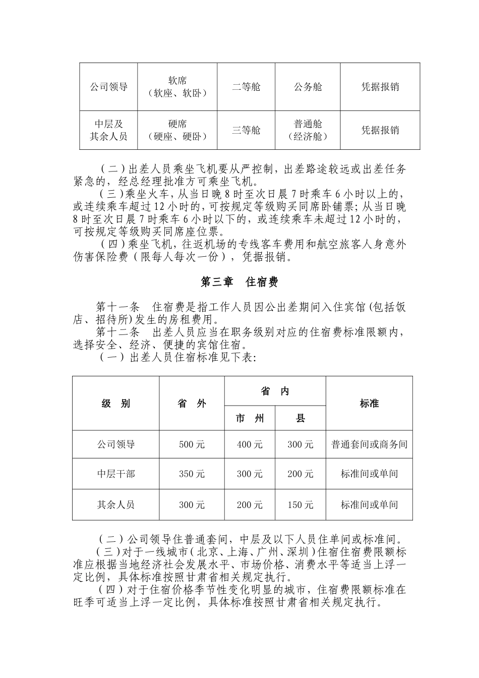 企业管理_行政管理制度_23-行政管理制度汇编_03勤务管理_出差管理制度_公司差旅费管理制度_第2页