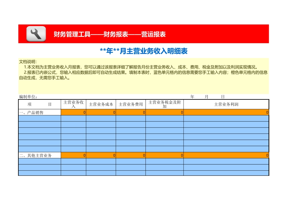 企业管理_财务_主营 业务收入明细表_第1页