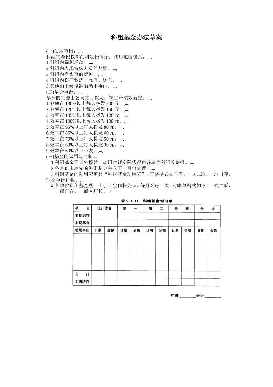 企业管理_行政管理制度_23-行政管理制度汇编_03勤务管理_员工福利管理系统_员工福利组织规章与办法_科组基金办法草案_第1页