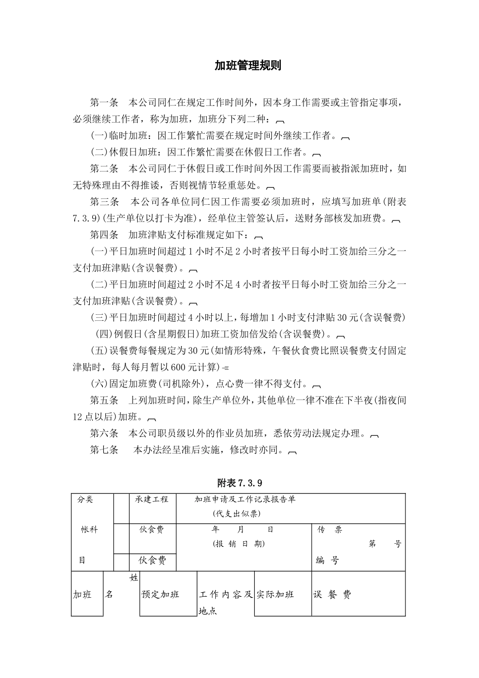 企业管理_行政管理制度_23-行政管理制度汇编_03勤务管理_考勤管理_加班管理规则.DOC_第1页