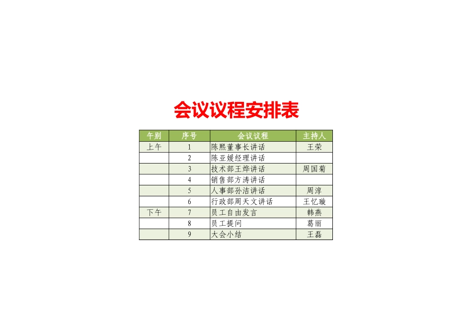 企业管理_行政管理制度_22-行政常用办公表格-188套_会议议程安排表_第1页