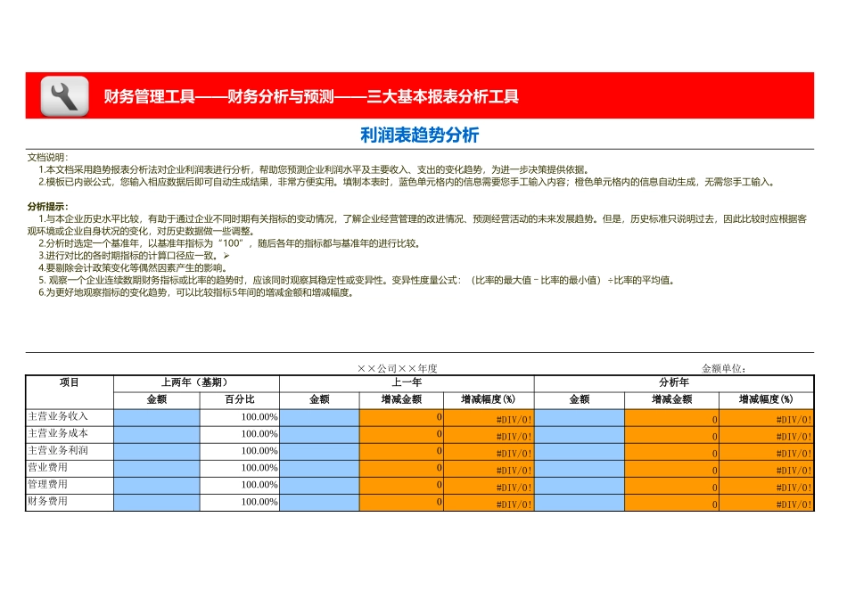 企业管理_财务管理_利润表趋势分析模板_第1页