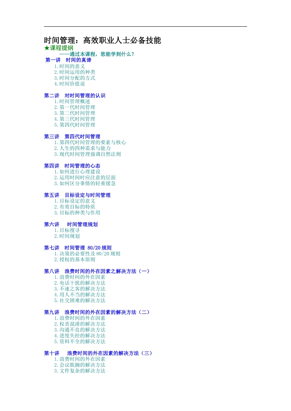 企业管理_人事管理制度_6-福利方案_6-定期培训_05-培训讲义_时间管理：高效职业人士必备技能_第1页