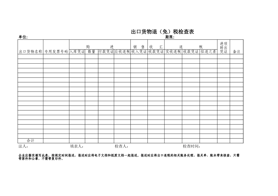 企业管理_财务管理制度_03-财务管理制度_16-财务常用表格_2 财务表格2_退税检查表_第1页